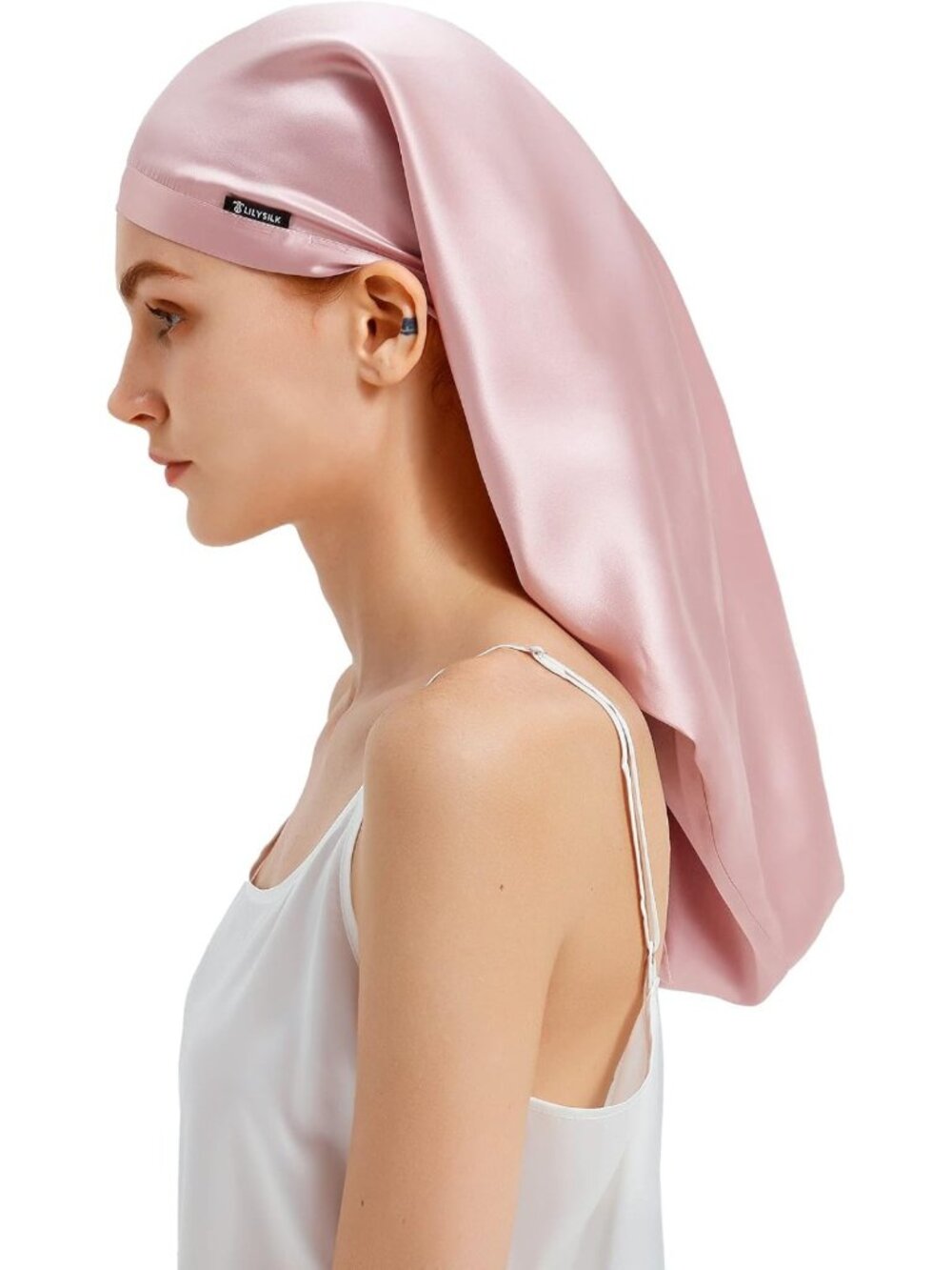 100% Mulberry Silk Sleep Cap - 19 Momme Long Bonnet for Curly Hair, Night Hair